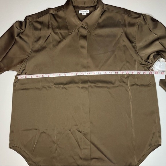 Good American Satin Button up Good Shirt Light Mocha size 3/4  Large - XL - Picture 5 of 8